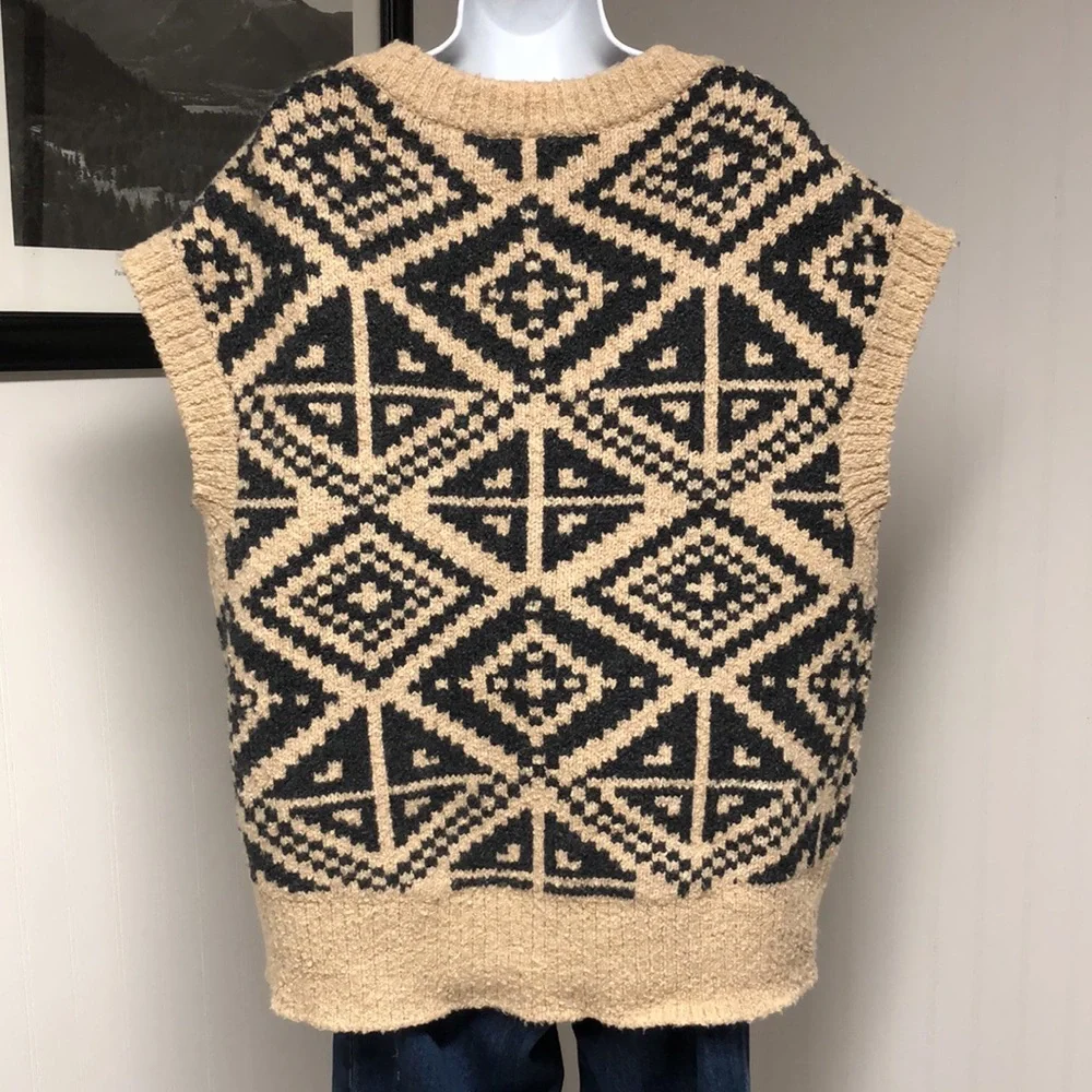 Women’s Banana Republic Gray and Beige Sleeveless Oversized Sweater Size M/L - Picture 2 of 3
